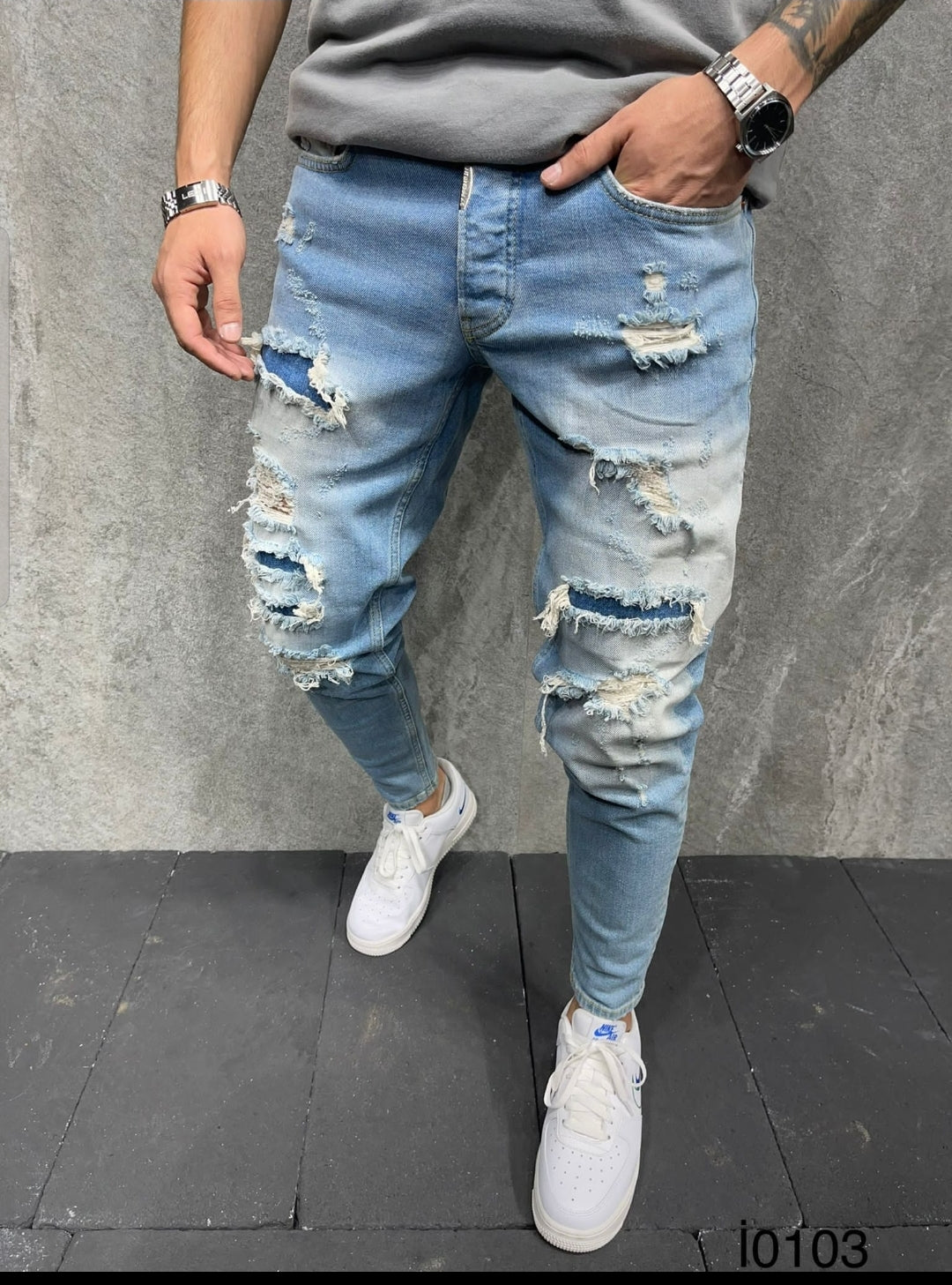 JEANS BLUE  Déchiré i0103