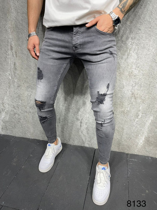 jeans gris Déchiré AT8133