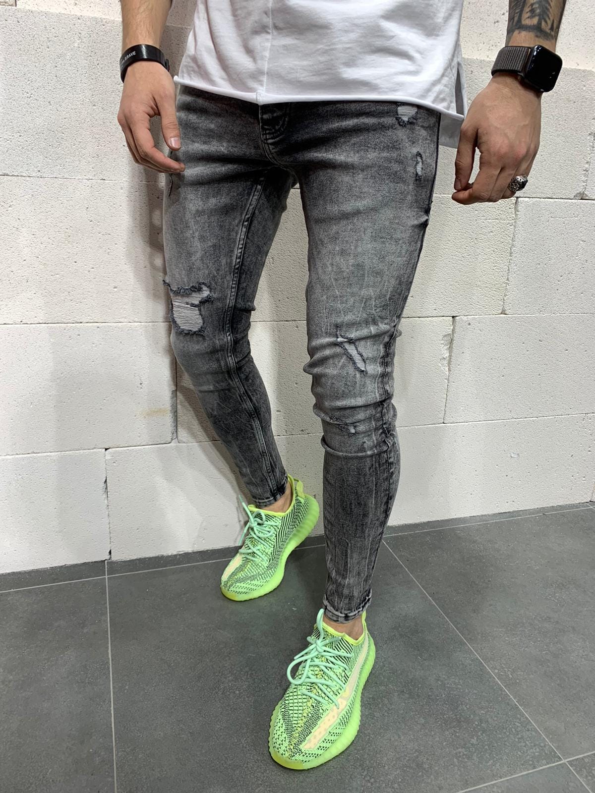 JEANS GRIS NOIR B5049