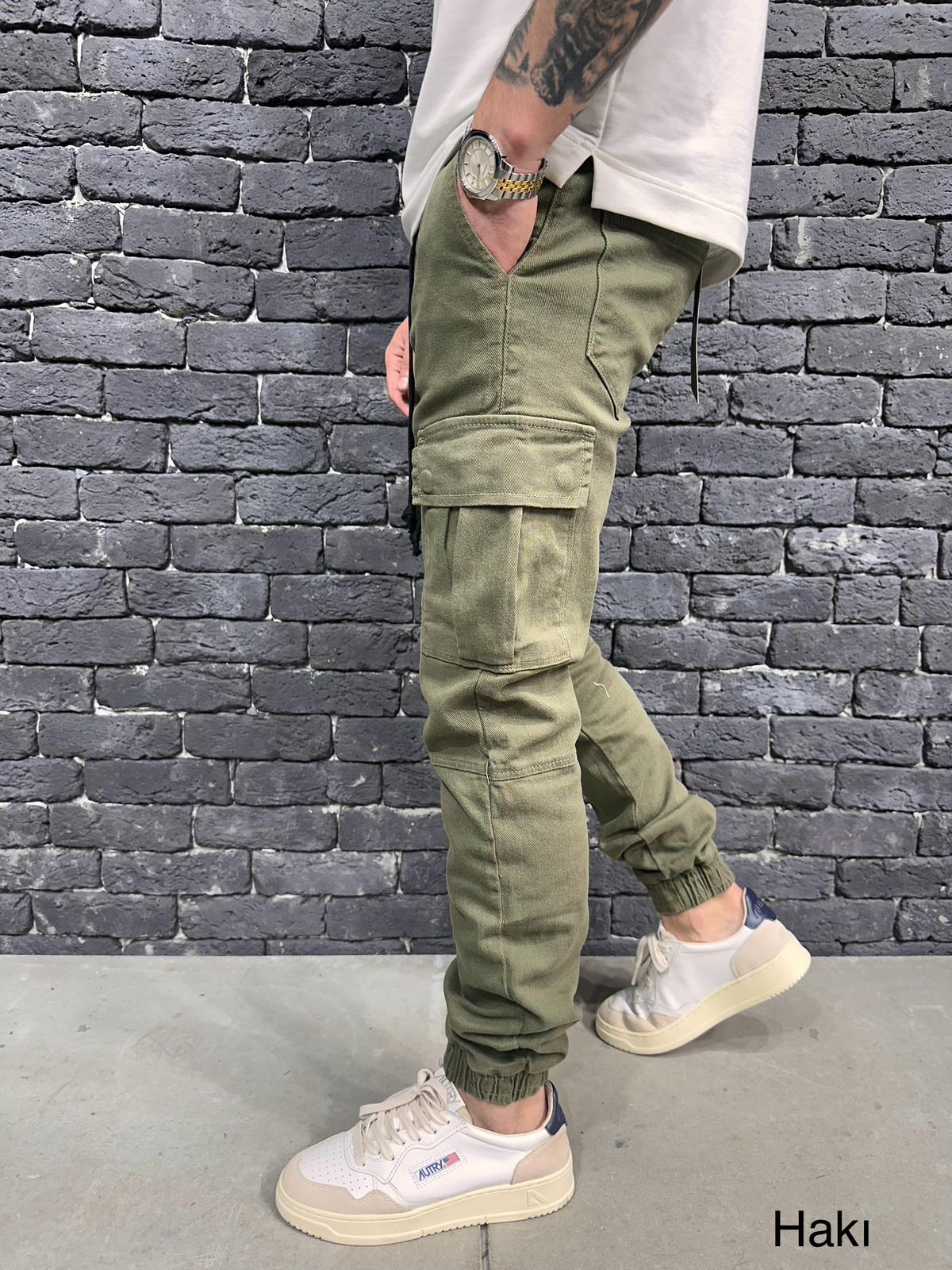 JEANS CARGO HAKI ES3081