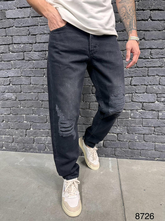 JEANS BAGGY BLACK Déchiré B8726