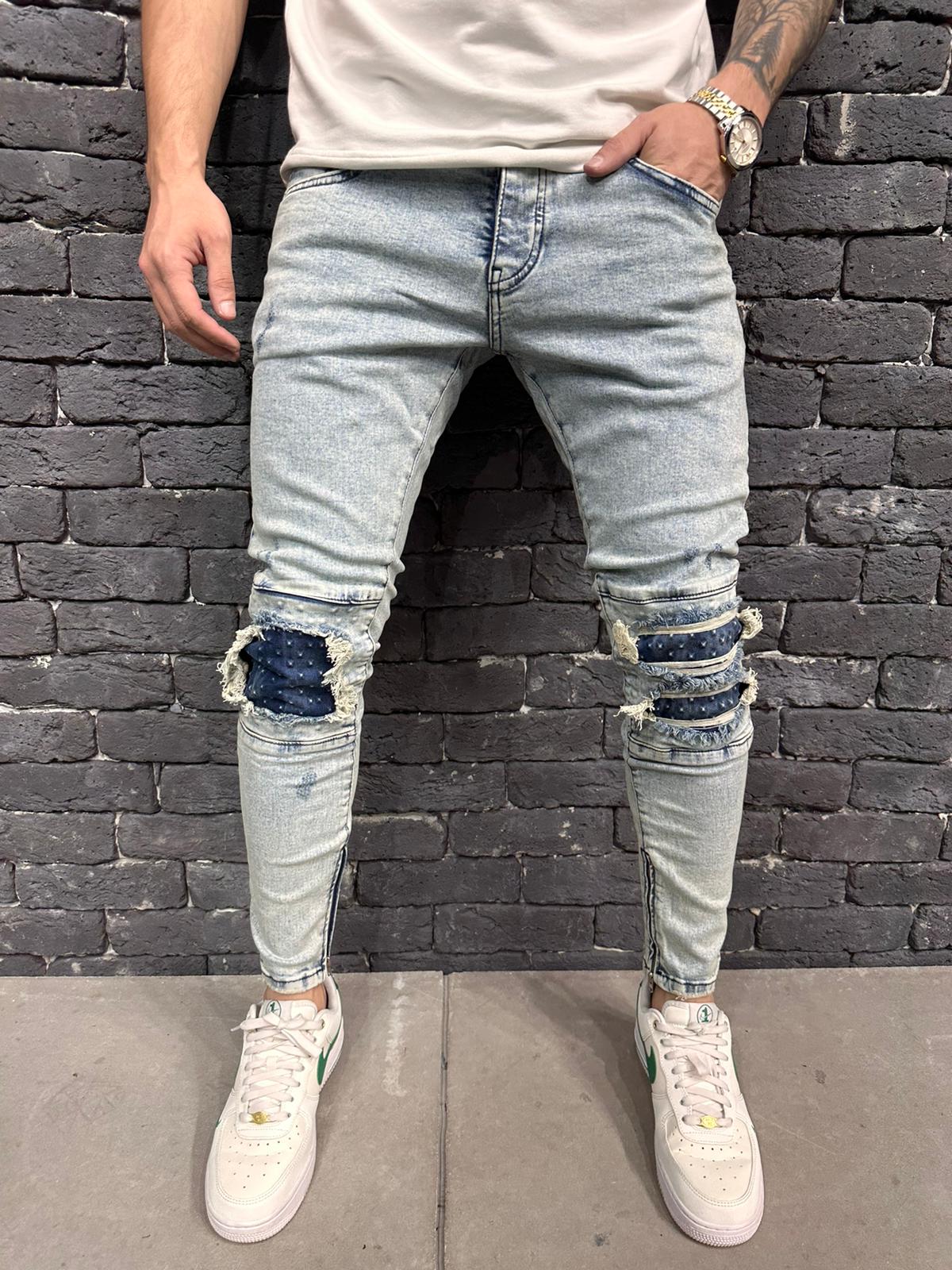 JEANS BLUE Déchiré SLIM  B6820