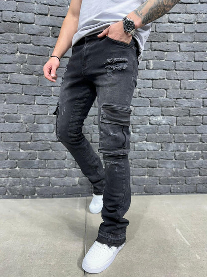 JEANS BAGGY CARGO BLACK B9096