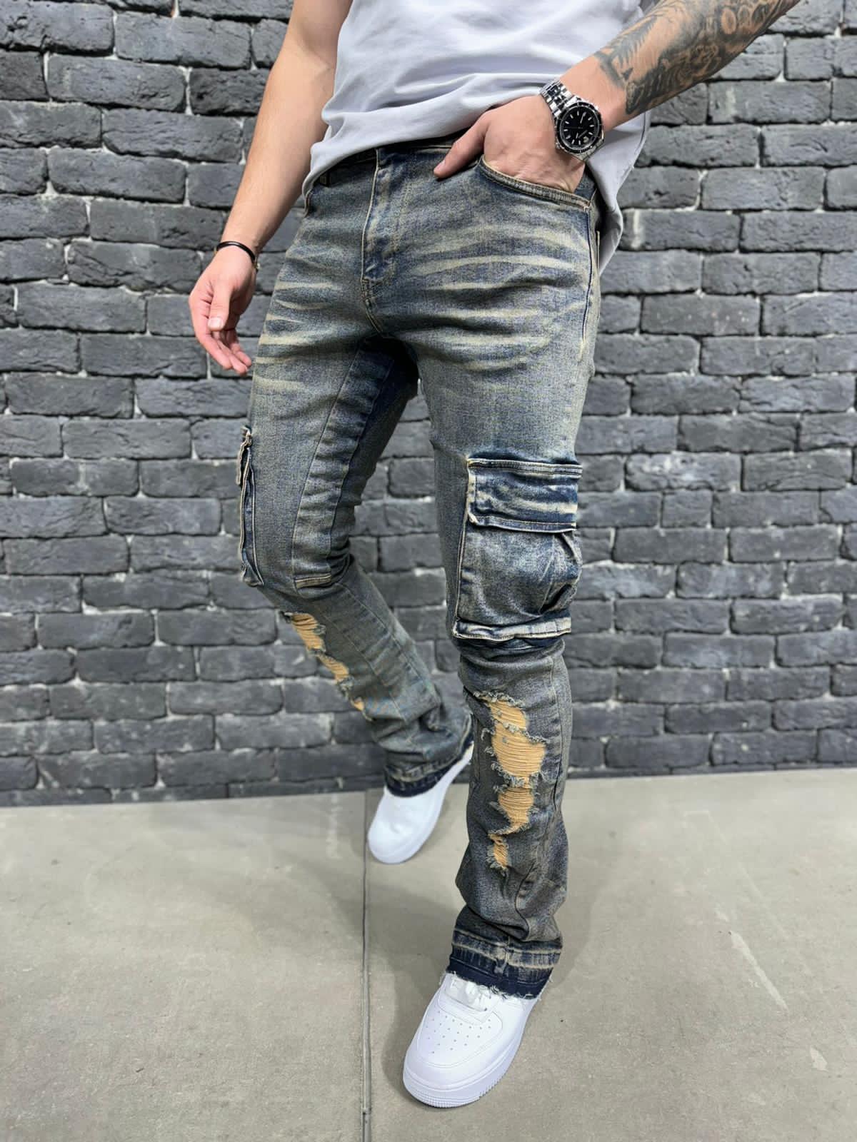 JEANS BAGGY CARGO MINT B9098