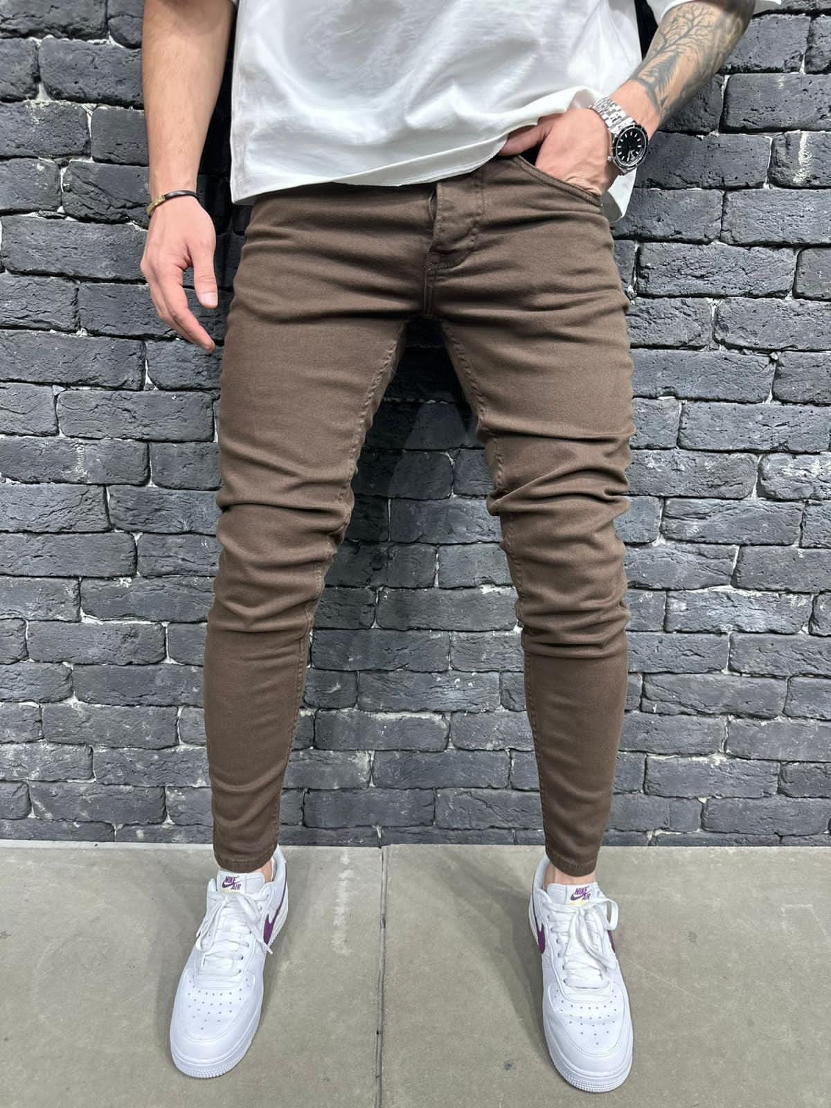 JEANS SLIM BROWN  B9110
