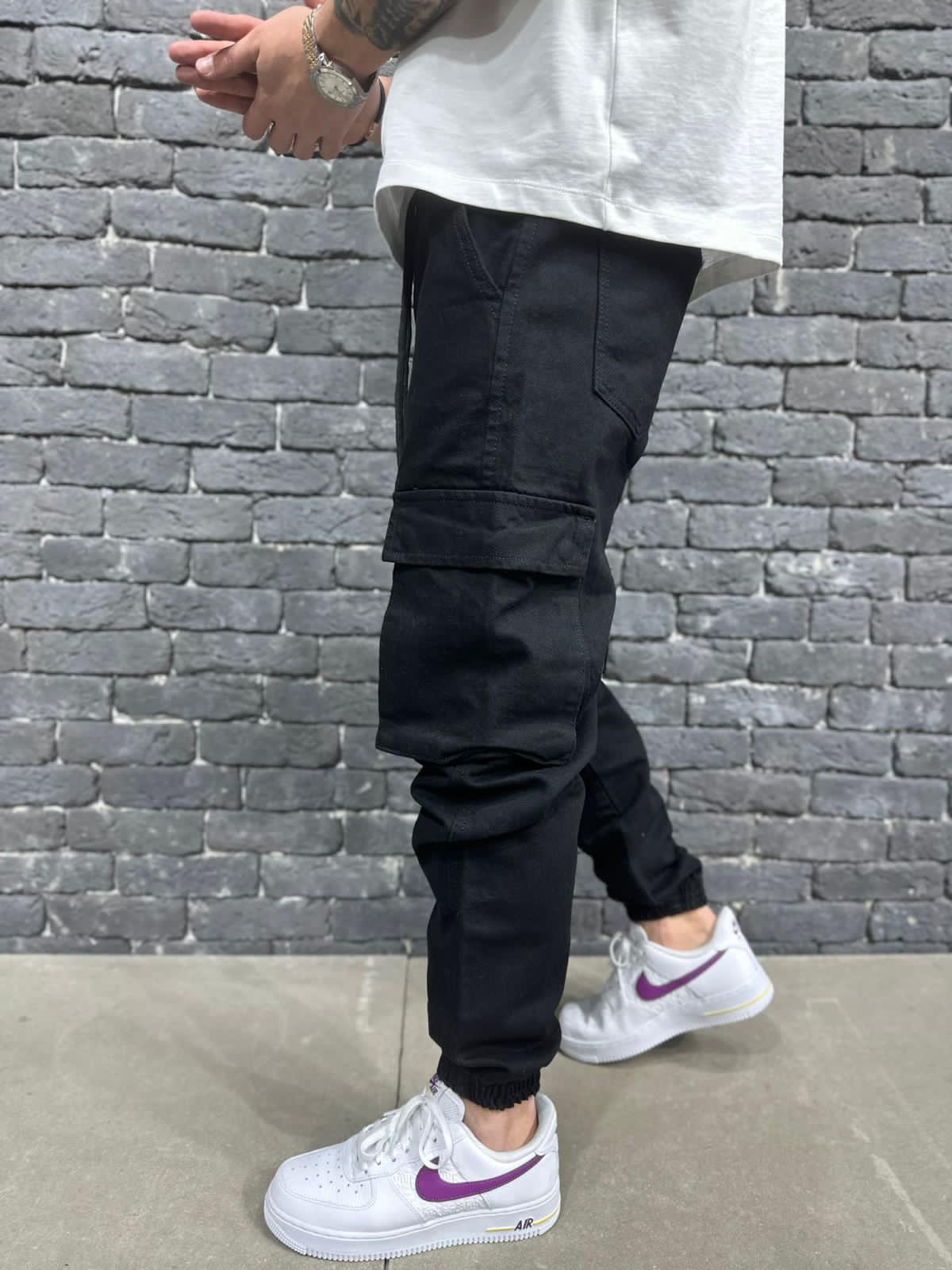 JEANS CARGO BLACK 9000