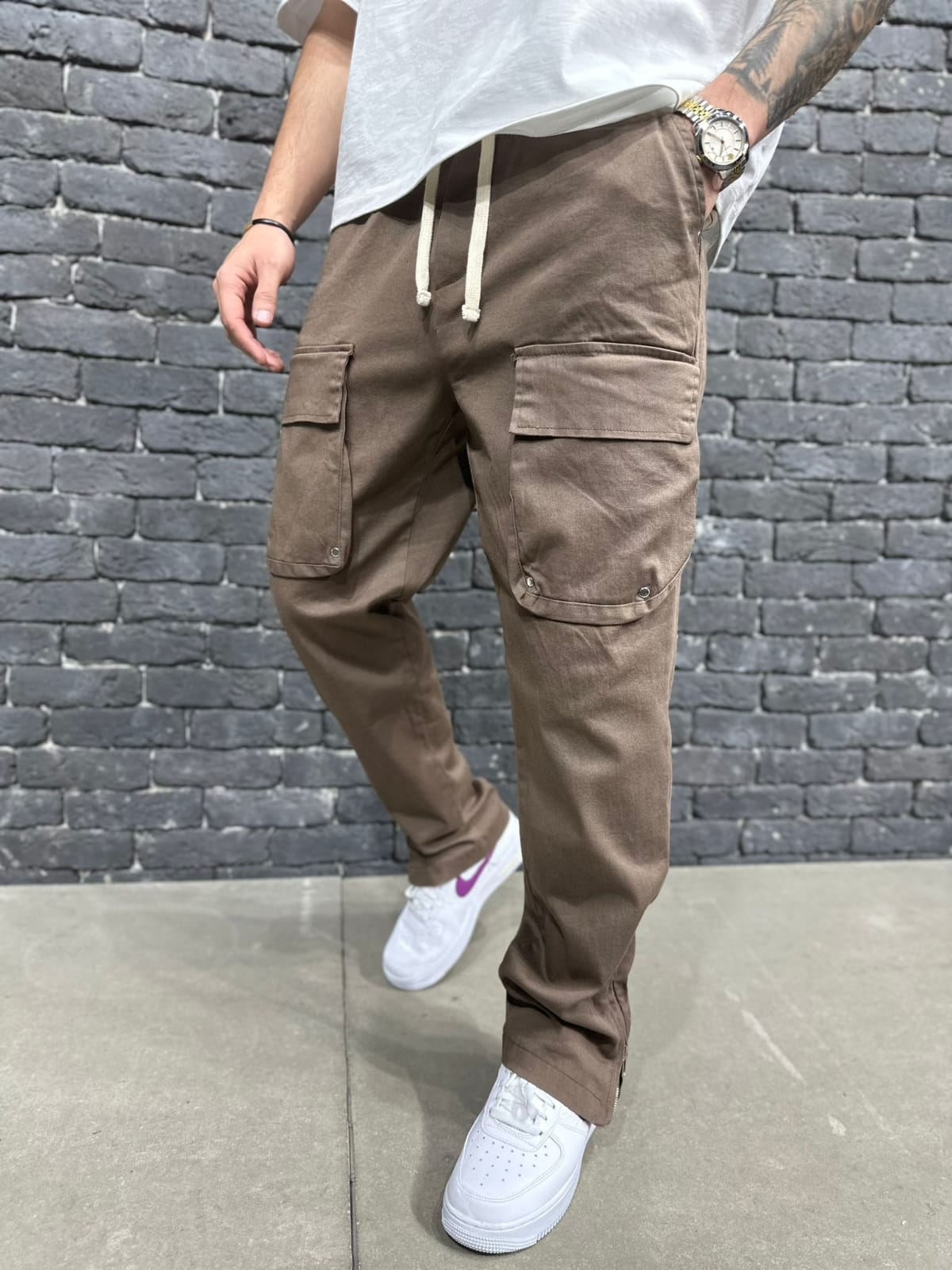 JEANS CARGO BROWN RS007