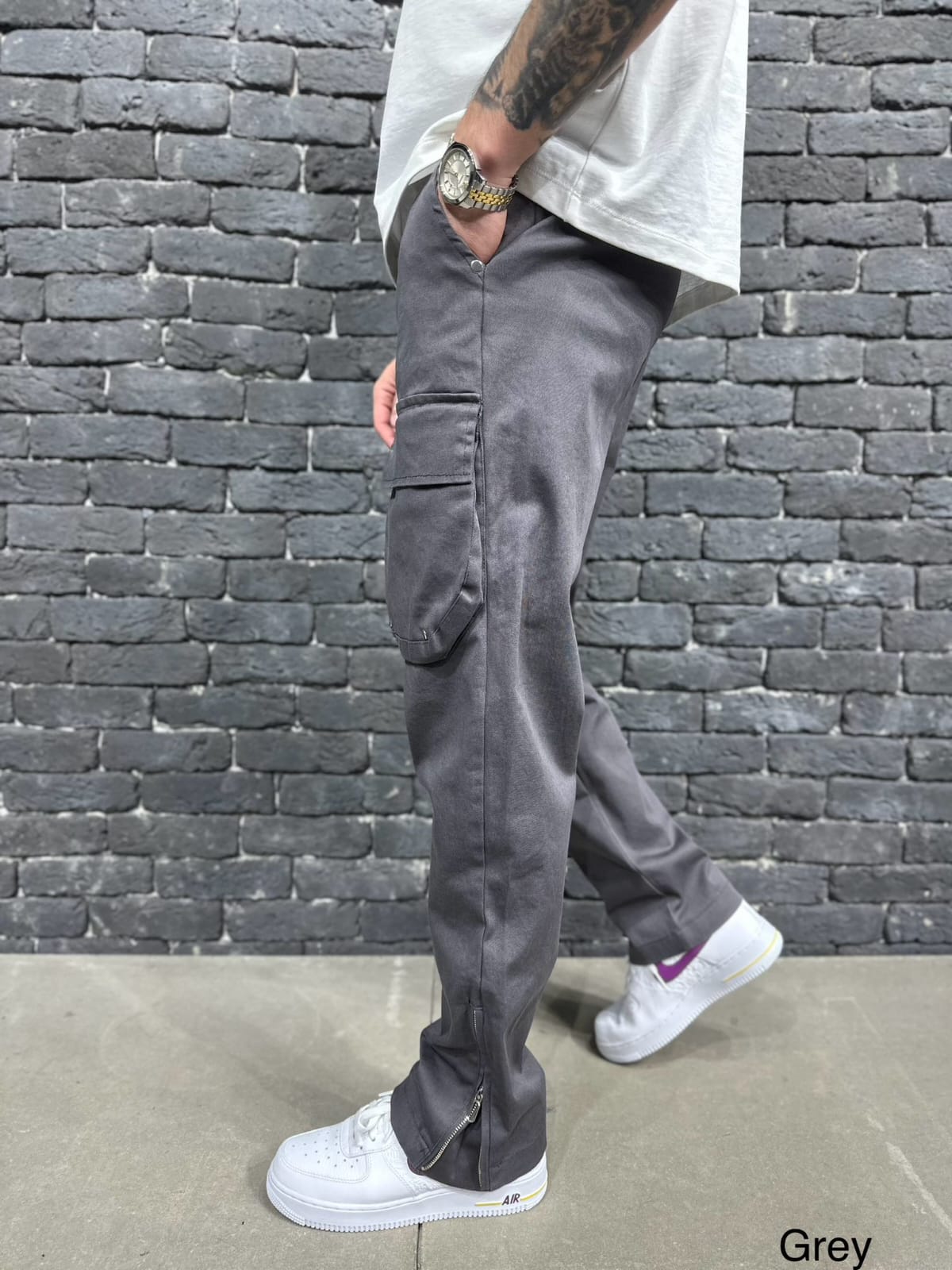 PANTALON CARGO GREY RS007
