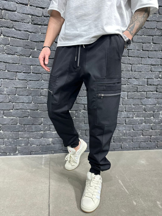 PONTALON JOGGING CARGO BLACK BRS054