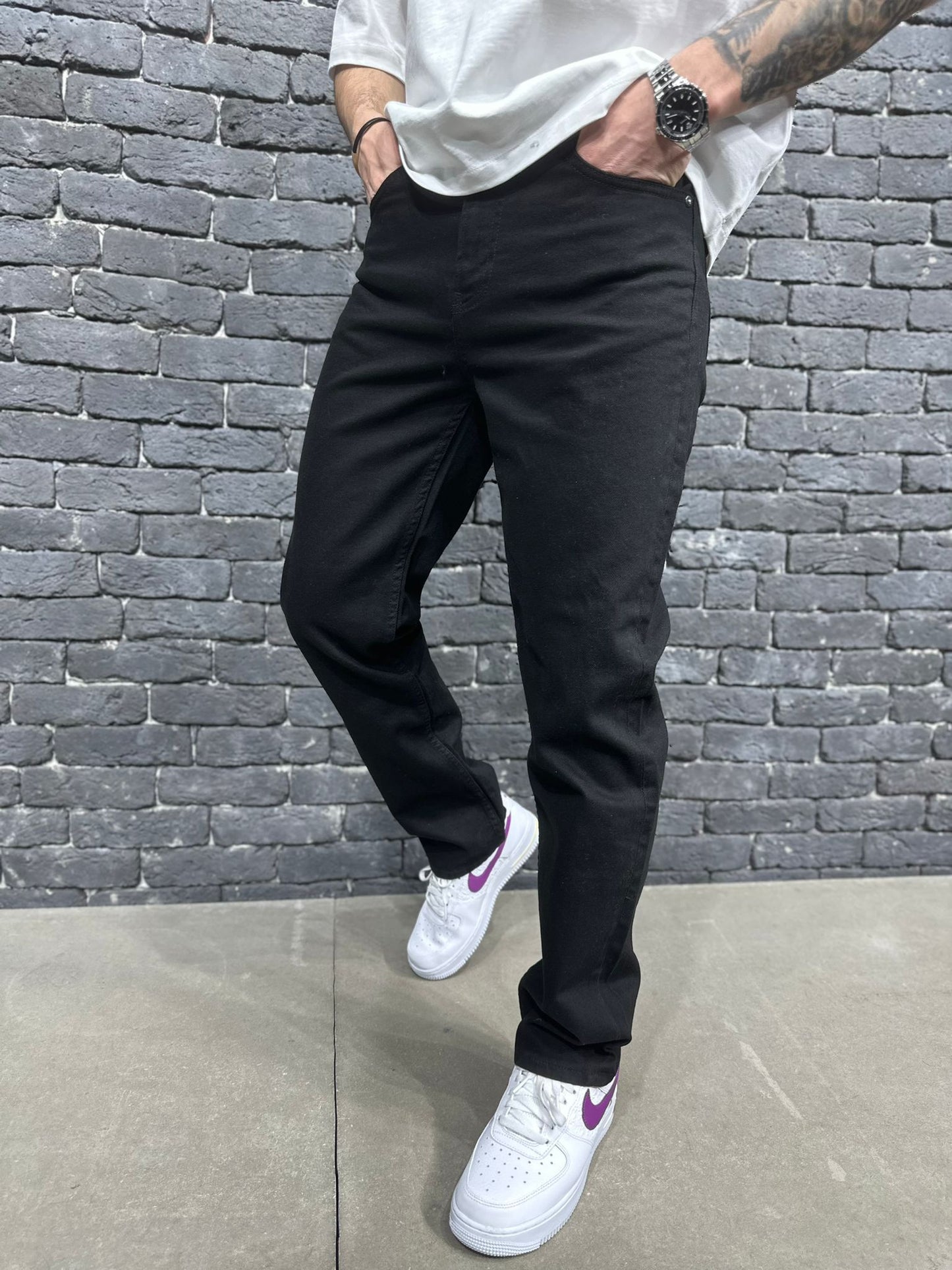 JEANS BLACK DROIT  B9181