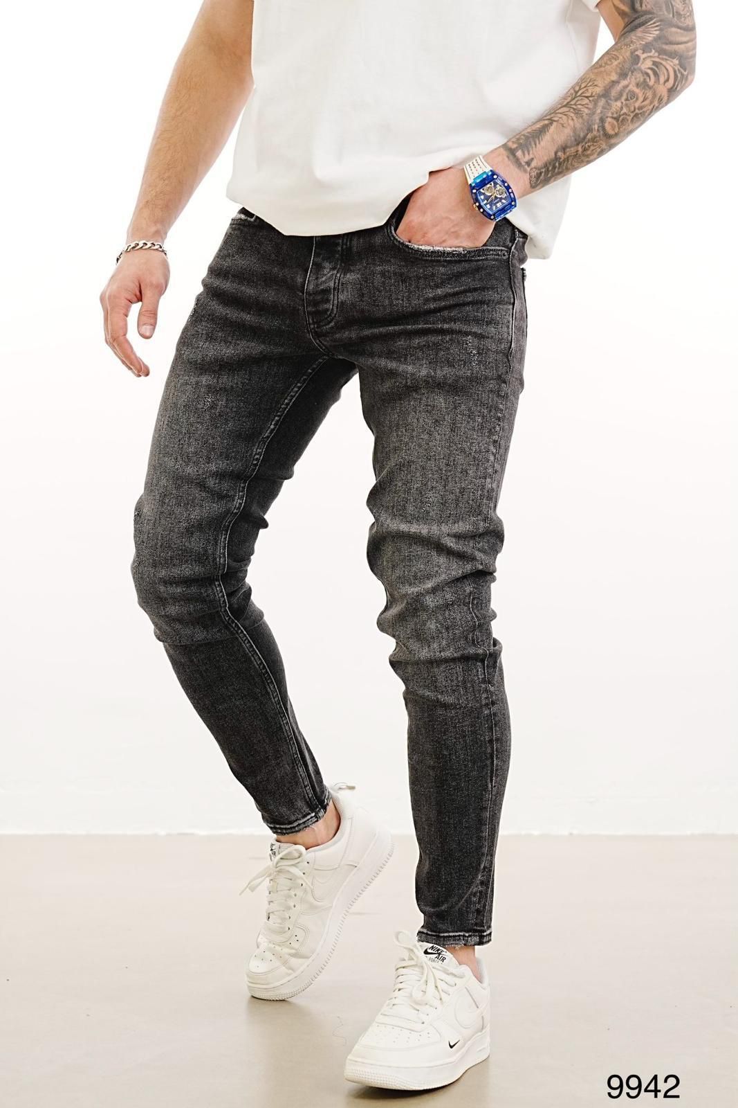 JEANS SLIM GREY NOIRE B9942