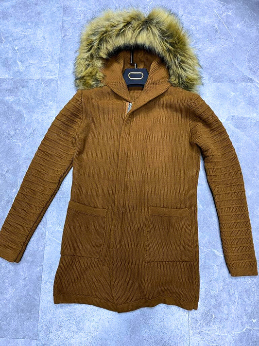 tricot avec fourire maron T3854